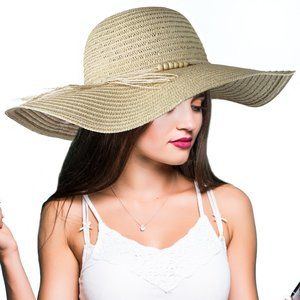 Beach Straw Floppy Hat for Women Wide Brim